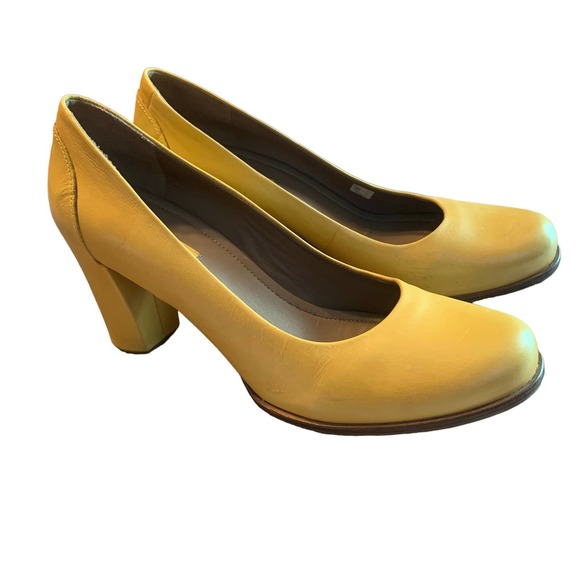 Ecco Shoes Ecco Yellow High Heels Closed Toe Size 5 European Sz 41 Poshmark